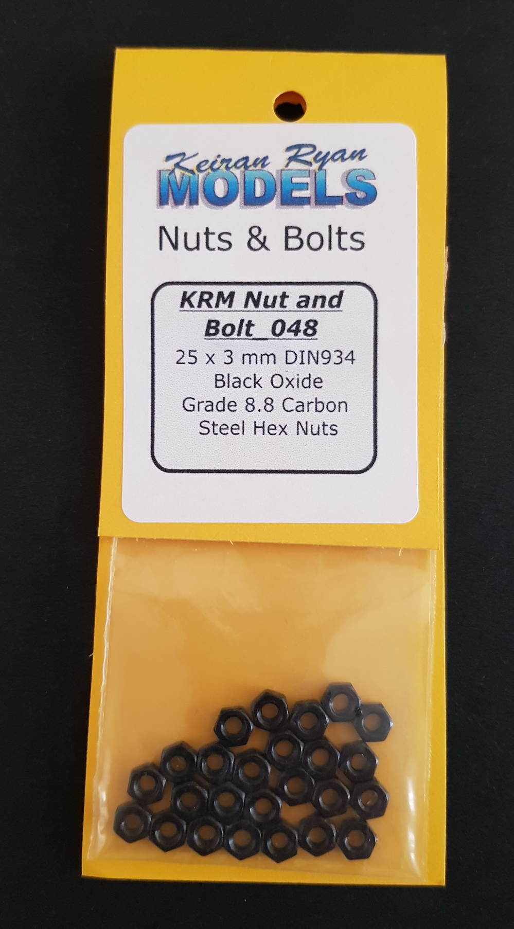 25 x 3 mm DIN934 Black Oxide Grade 8.8 Carbon Steel Hex Nuts